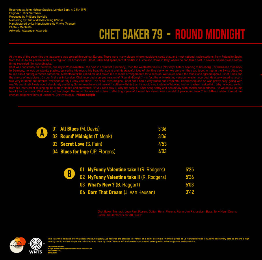 Chet Baker 79 - Round Midnight LP – Wnts Jazz - Jazz, Blues